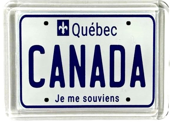 Quebec Canada License Plate Acrylic Small Fridge Collector's Souvenir Magnet 2.35" X 1.75"