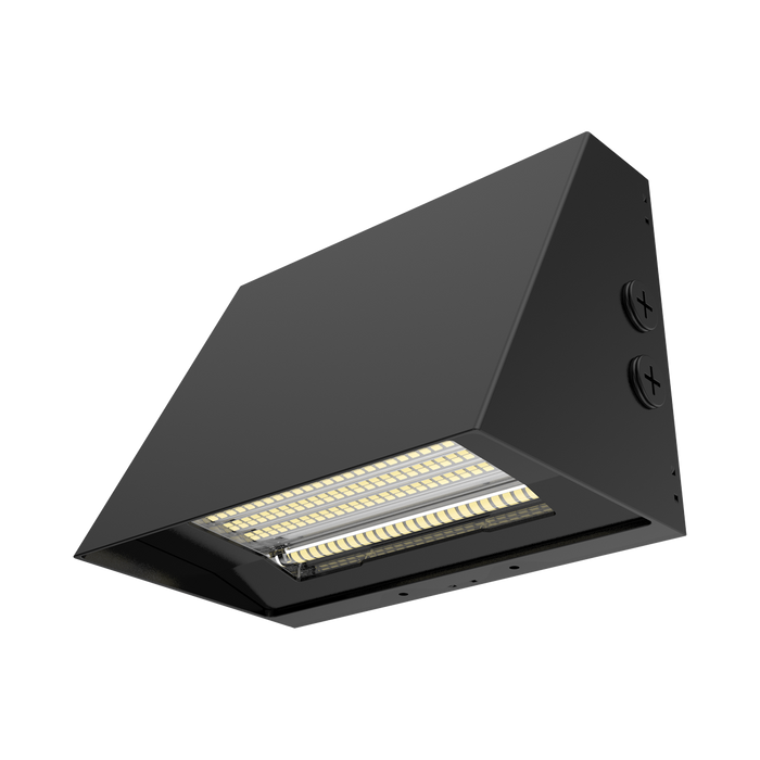 Reno OPS - Architectural Slim Full Cut-off Wall Pack R1 | BeamFlex™ Adjustable Beam Angle: T2/T3/T4 | Selectable Wattage: 25/30/40W | Selectable CCT: 3000/4000/5000K | 140LM/W | 120-347V | Built-In Photocell | RENO-SFWP-DV-MCCT-ABA-G2-R1 / R51210, R51211 — Color: Black