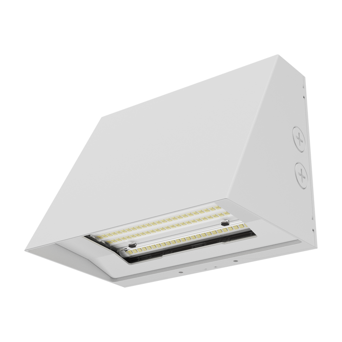 OPS - Architectural Slim Full Cut-off Wall Pack R1 | BeamFlex™ Adjustable Beam Angle: T2/T3/T4 | Selectable Wattage: 25/30/40W | Selectable CCT: 3000/4000/5000K | 140LM/W | 120-347V | Built-In Photocell — Color: White