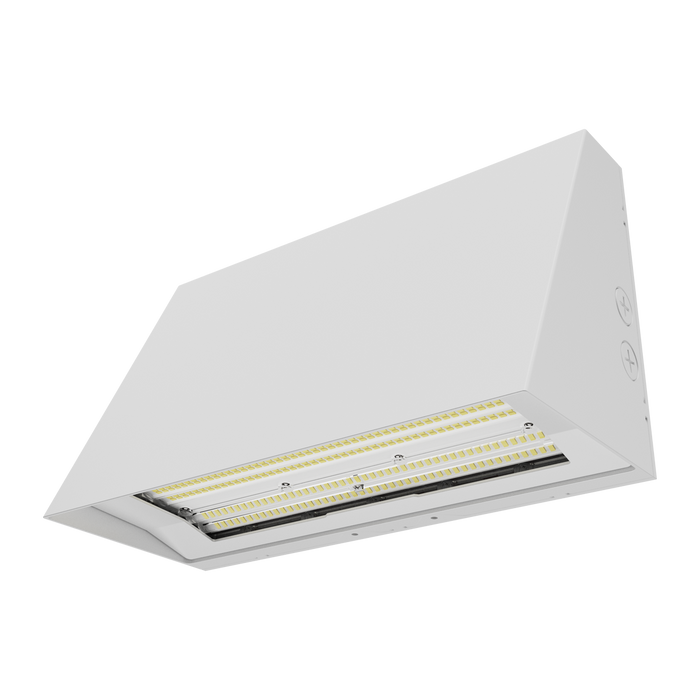 OPS - Architectural Slim Full Cut-off Wall Pack R2 | BeamFlex™ Adjustable Beam Angle: T2/T3/T4 | Selectable Wattage: 60/80/100W | Selectable CCT: 3000/4000/5000K | 140LM/W | 120-347V | Built-In Photocell — Color: White