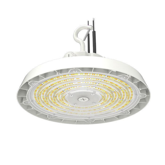 Orion - UFO Highbay R2 | BeamFlex™ Adjustable Beam Angle Technology: 60°/90°/120° | Selectable Wattage 120/160/200/250W | Up to 180LM/W | Selectable CCT 35/40/50K | 10FT Cord | 120-347V | 0-10V Dim — Color: White