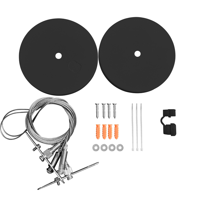 Rail - Pendant Mount Canopy with 10ft Suspension Cable for 4FT Rounded Architectural Linear Strip — Finish: Black