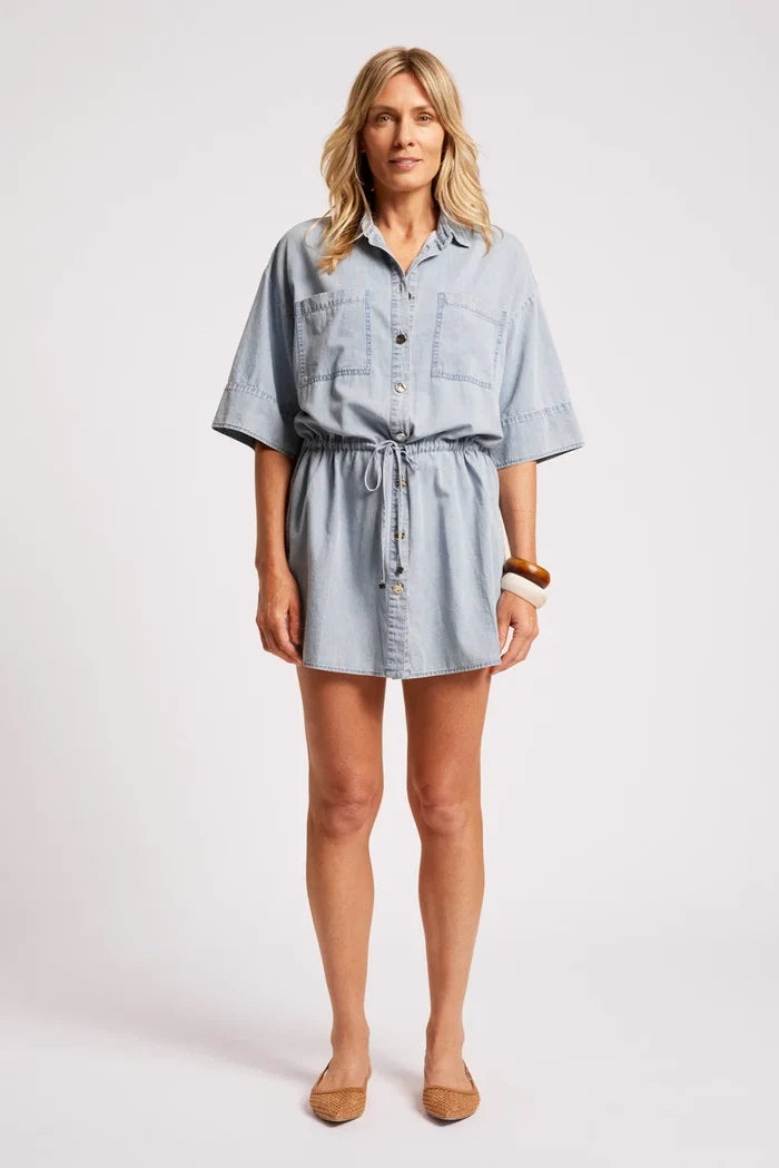 Roam Tie Shirt Dress Denim