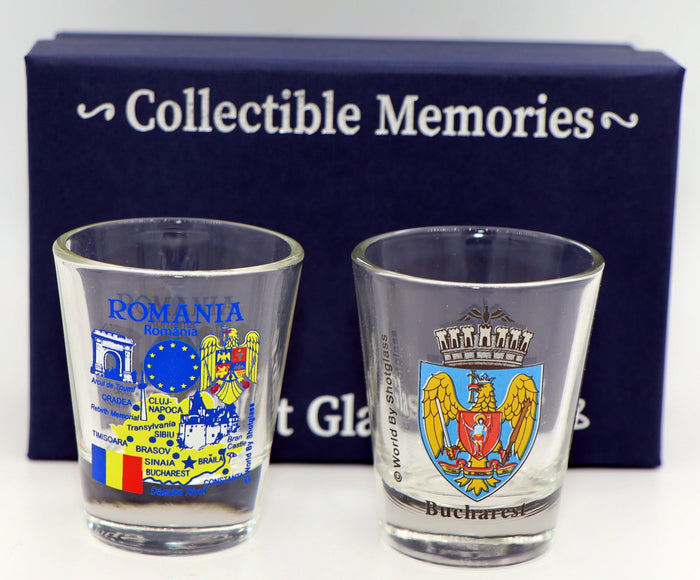 Romania Souvenir Boxed Shot Glass Set (Set of 2)