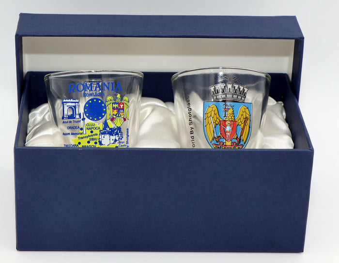 Romania Souvenir Boxed Shot Glass Set (Set of 2)