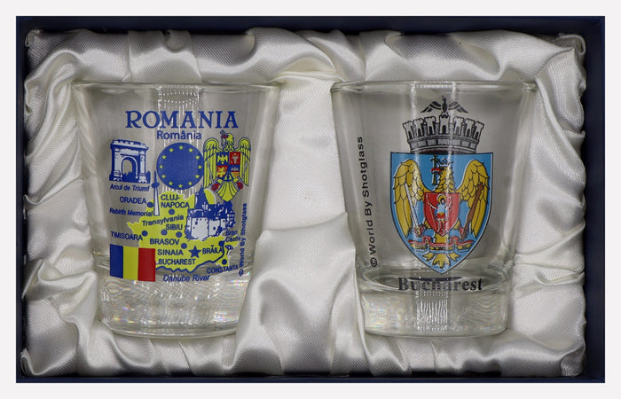 Romania Souvenir Boxed Shot Glass Set (Set of 2)
