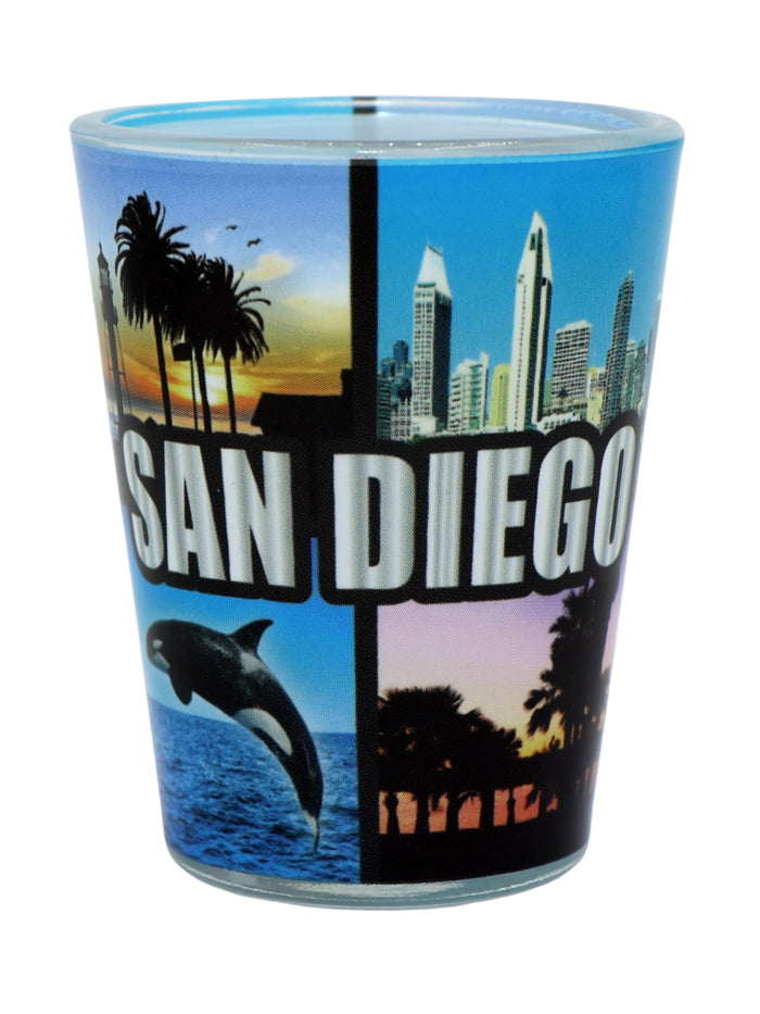 San Diego California 5 Windows and Icons Collage Shot Glass