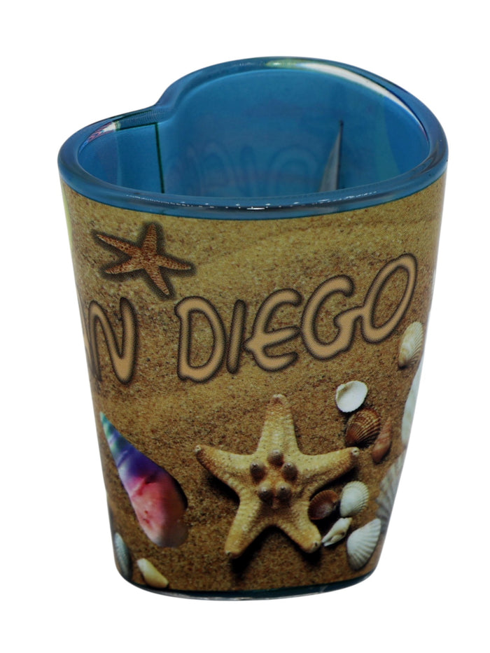 San Diego California Beach Scene Heart Shaped Shot Glass