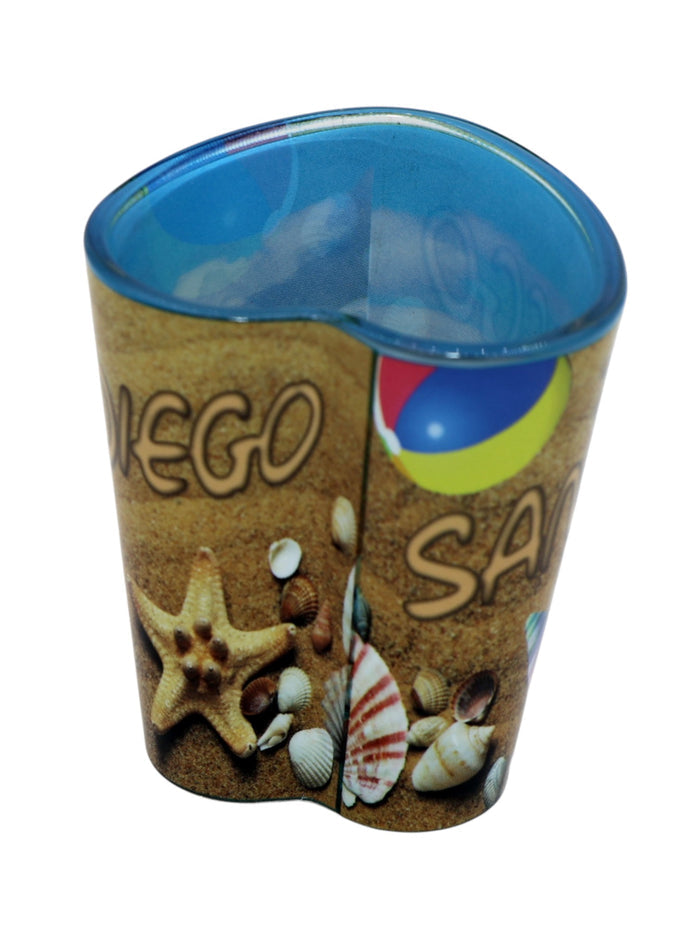 San Diego California Beach Scene Heart Shaped Shot Glass