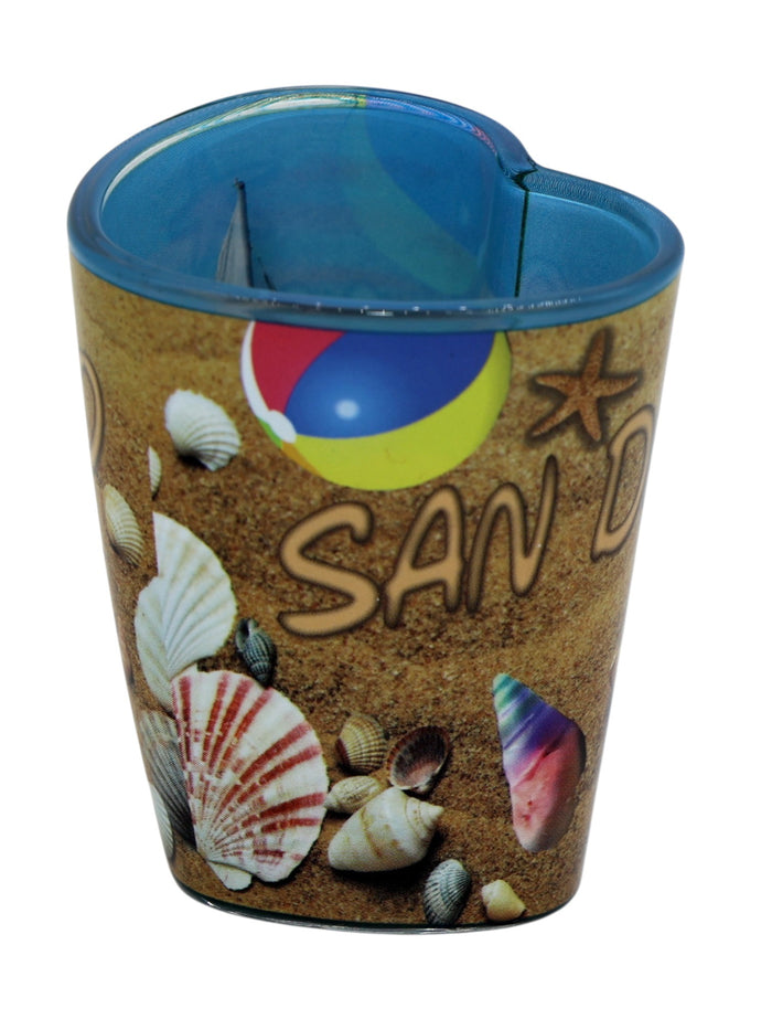 San Diego California Beach Scene Heart Shaped Shot Glass