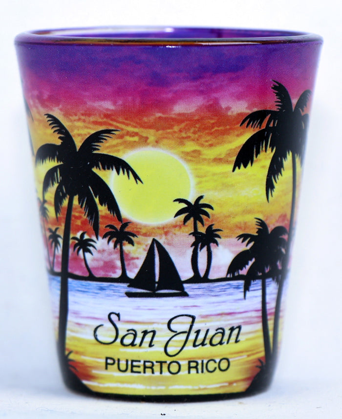San Juan Puerto Rico Palm Sunset Shot Glass