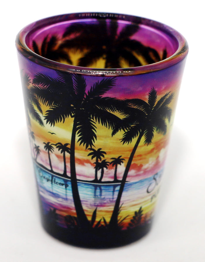 San Juan Puerto Rico Palm Sunset Shot Glass