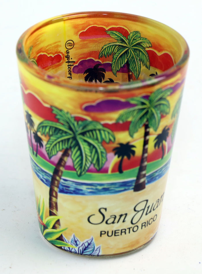 San Juan Puerto Rico Yellow Palms In-and-Out Shot Glass