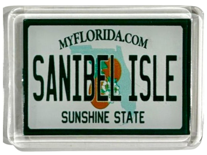 Sanibel Isle Florida License Plate Acrylic Small Fridge Collector's Souvenir Magnet 2.35" X 1.75"