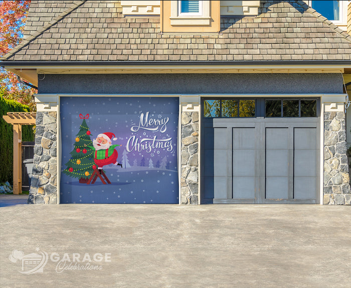 Santa's Christmas Tree | 1-Car Garage Door Cover