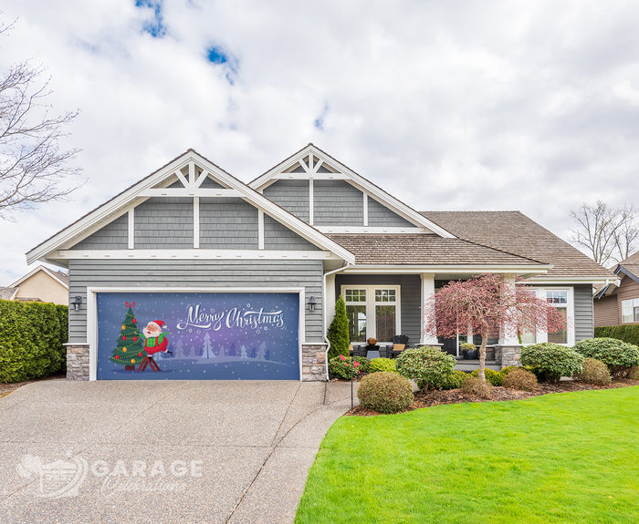 Santa's Christmas Tree | 2-Car Garage Door Cover