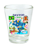 Santos Brazil Map and Attractions Collage Shot Glass
