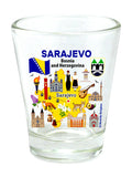 Sarajevo Bosnia and Herzegovina Map and Attractions Collage Shot Glass