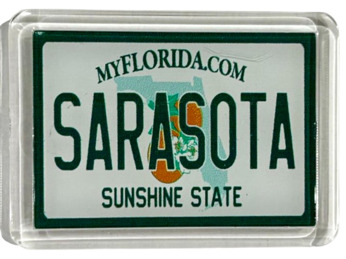 Sarasota Florida License Plate Acrylic Small Fridge Collector's Souvenir Magnet 2.35" X 1.75"