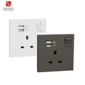Schneider AvatarOn C 13A 1 Gang Switch with 2.1A 2 Port USB (White/Grey)