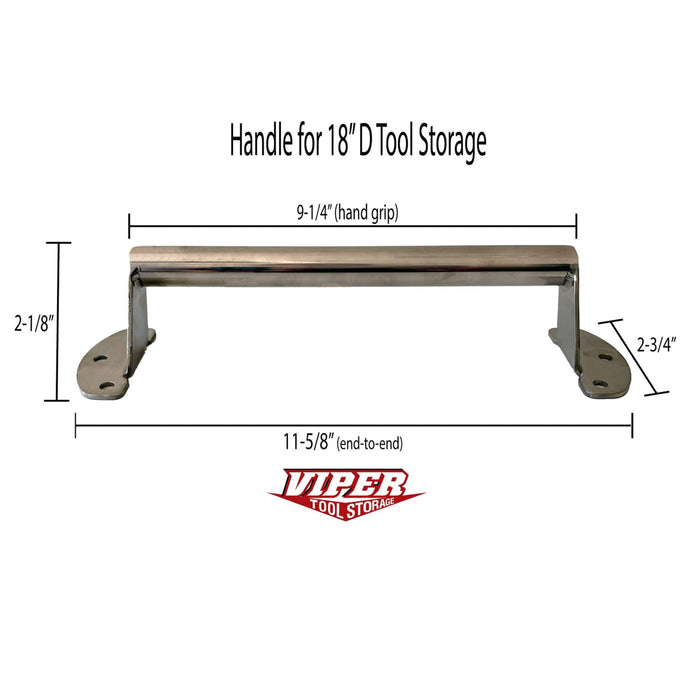 Replacement tubular side handle for Viper tool Storage 18-inch deep tool cabinets with labeled dimensions