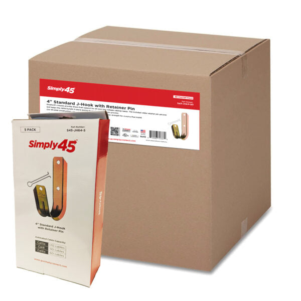 Simply45 Standard J-Hooks 4" with Retainer Pin — 50 Pack | S45-JH64-50
