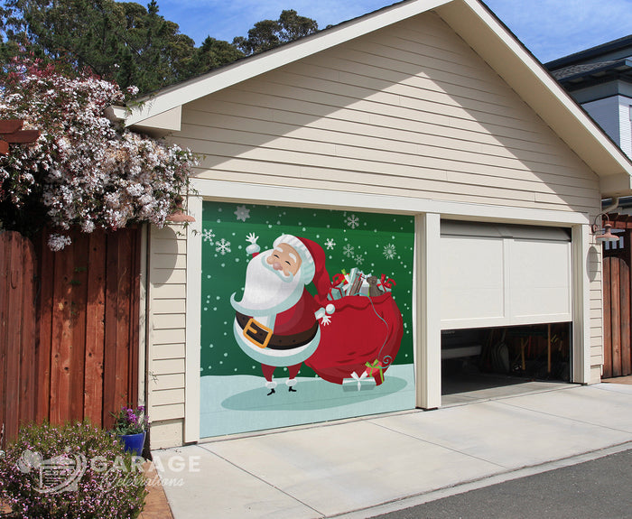 Snowflake Santa | 1-Car Garage Door Cover
