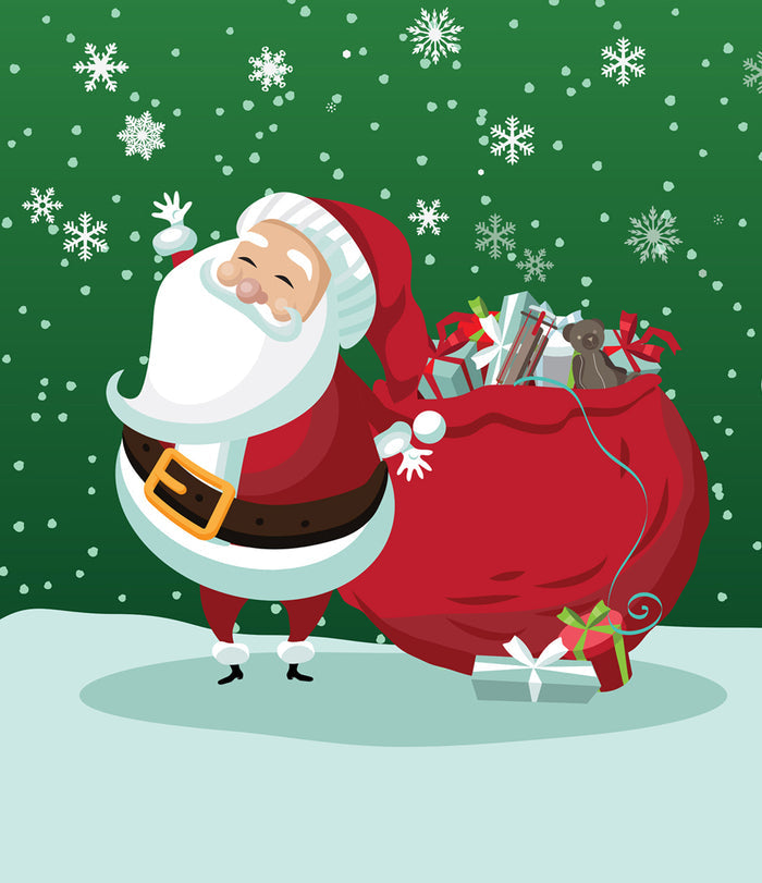 Snowflake Santa | 1-Car Garage Door Cover