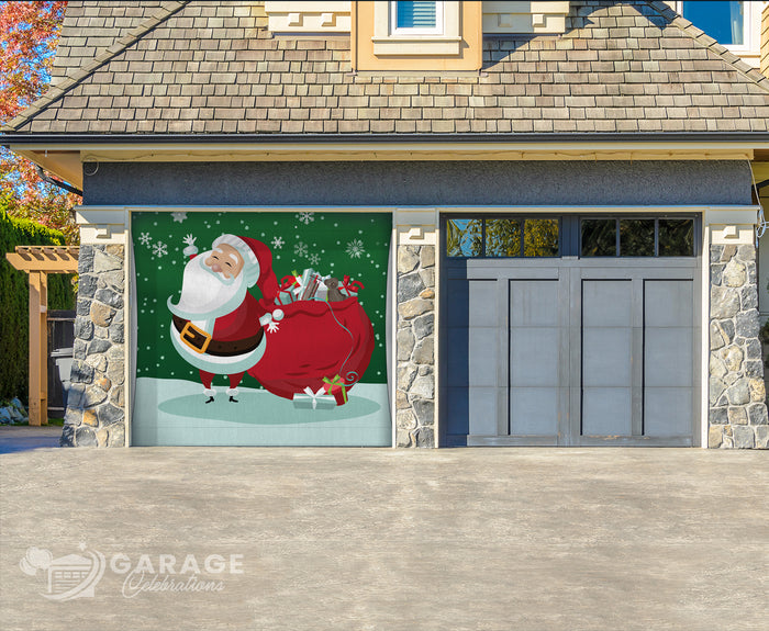 Snowflake Santa | 1-Car Garage Door Cover