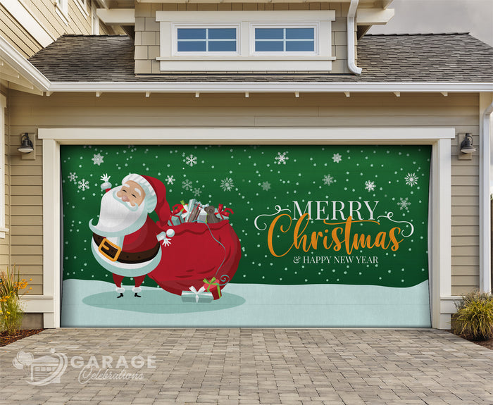Snowflake Santa | 2-Car Garage Door Cover