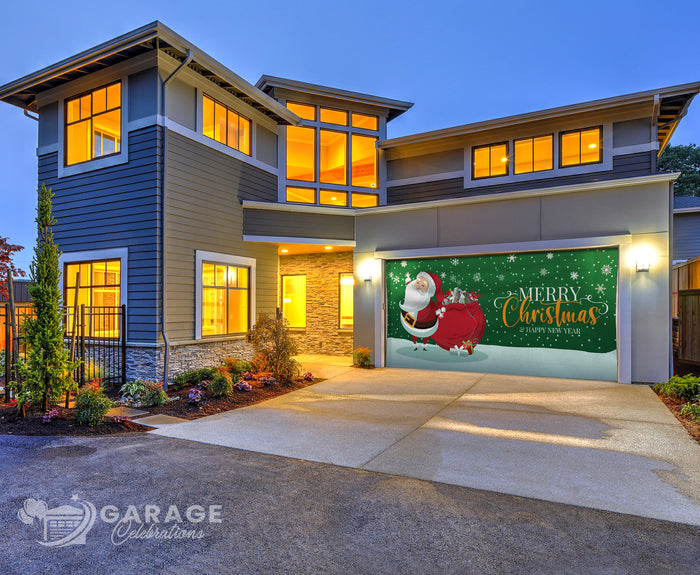 Snowflake Santa | 2-Car Garage Door Cover
