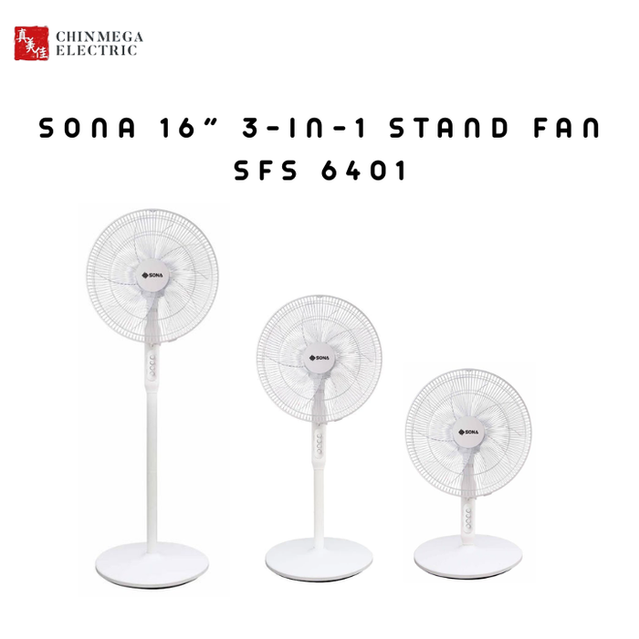 SONA 16” 3-in-1 Stand Fan SFS 6401