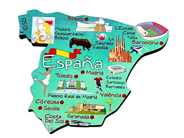 Spain Decowood Jumbo Wood Fridge Magnet 3.25" x 2.75"