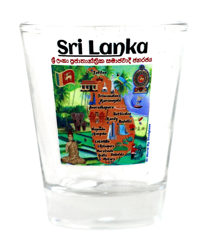 Sri Lanka Map and Attractions Collage Shot Glass