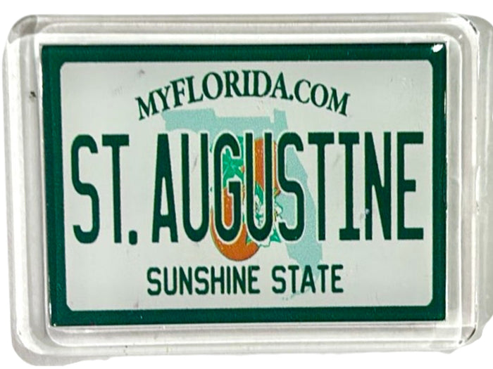 St. Augustine Florida License Plate Acrylic Small Fridge Collector's Souvenir Magnet 2.35" X 1.75"