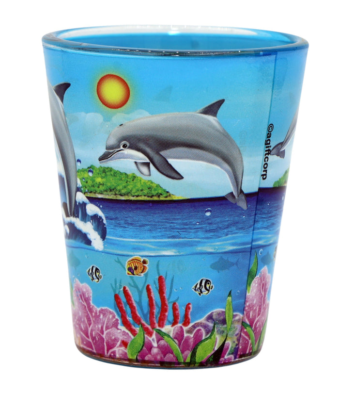 St. John US Virgin Islands Dolphins and Reef In and Out Shot Glass
