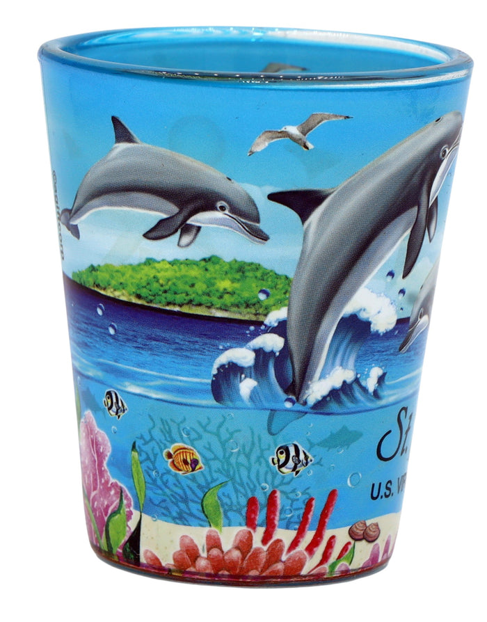 St. John US Virgin Islands Dolphins and Reef In and Out Shot Glass