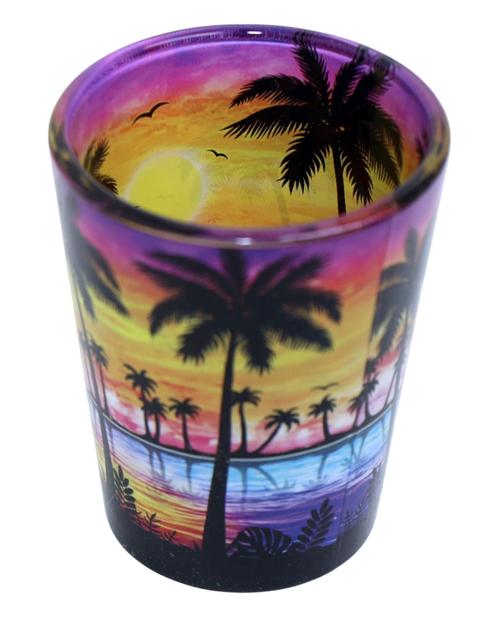 St. Thomas US Virgin Islands Palm Sunset In And Out Shot Glass