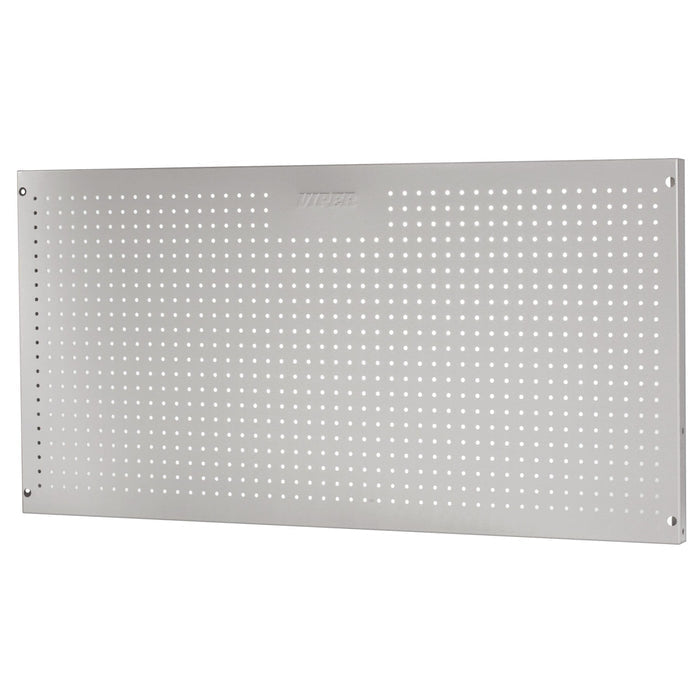 Front view of Viper Tool Storage 48 x 24-inch stainless steel pegboard panel