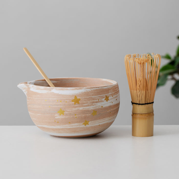 Starry Ceramic Matcha Set with Bowl and Chasen Holder
