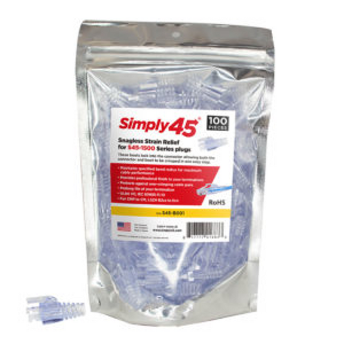 Strain Reliefs for all S45 Brand CAT5E UTP & STP - 100pc Bag | S45-B001