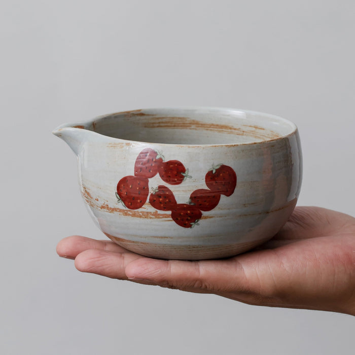 Strawberry Ceramic Matcha Set with Bowl and Chasen Holder