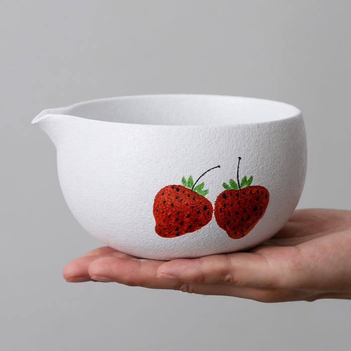 Strawberry Ceramic Matcha Set with Bowl and Chasen Holder