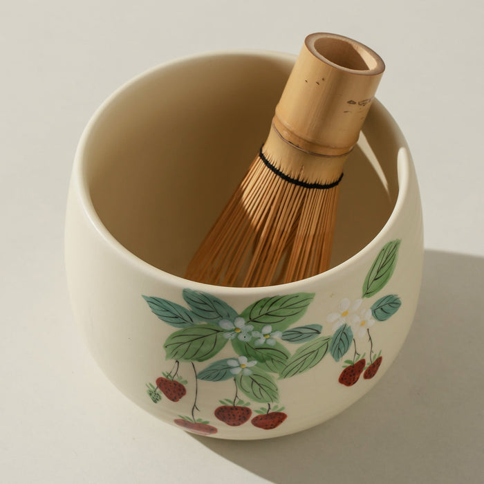 Strawberry Ceramic Matcha Set with Bowl and Chasen Holder