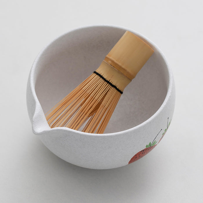 Strawberry Ceramic Matcha Set with Bowl and Chasen Holder