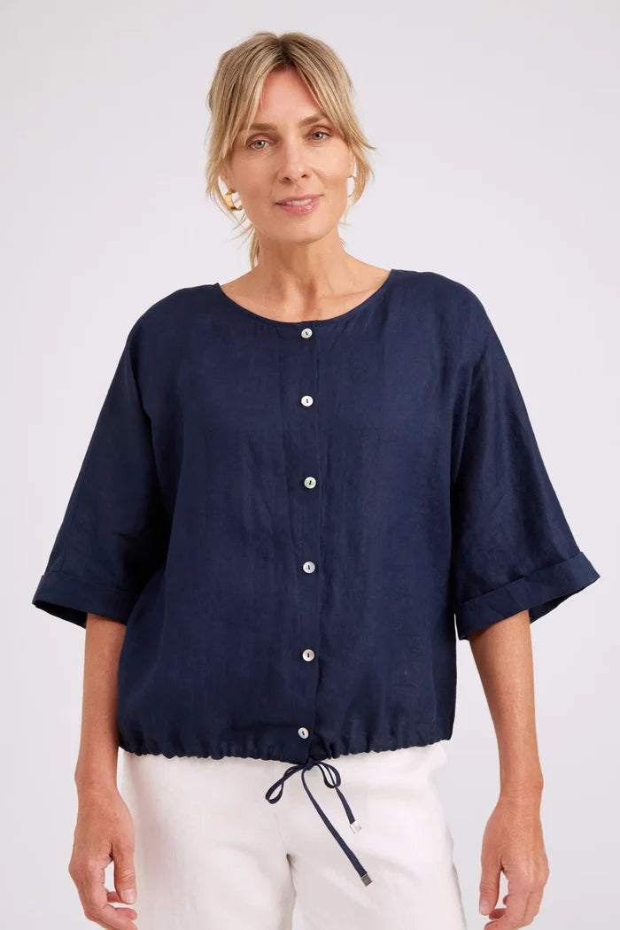 Studio Button Top/Jacket  Navy