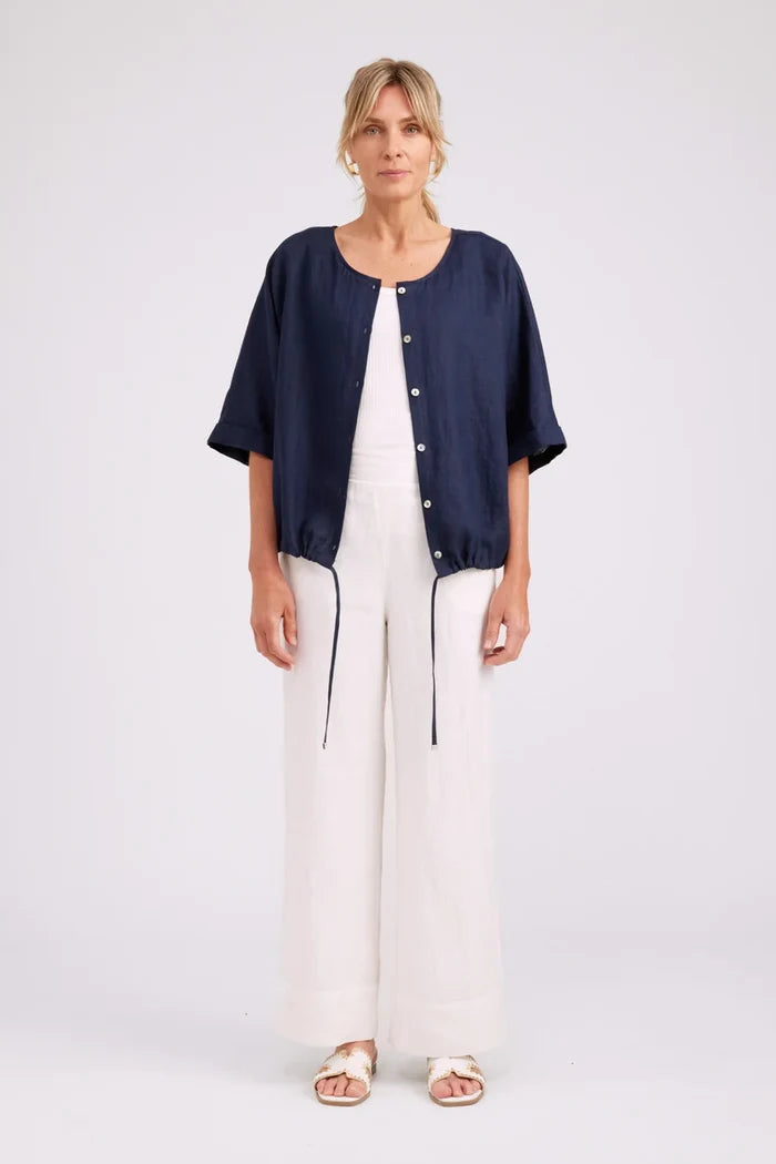 Studio Button Top/Jacket  Navy