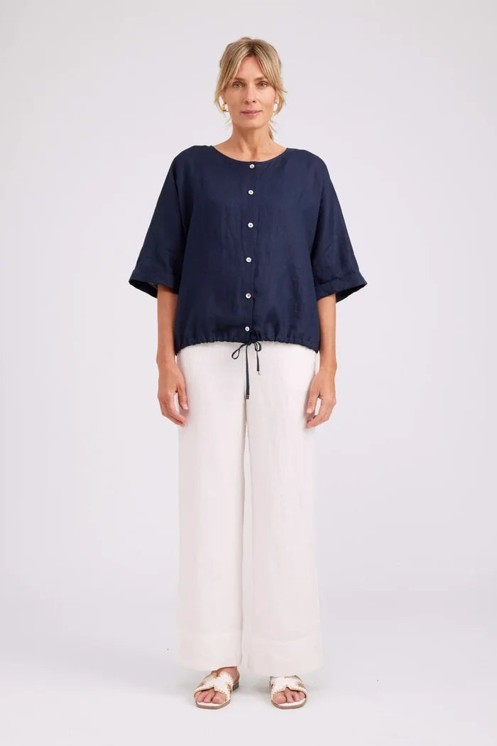 Studio Button Top/Jacket  Navy