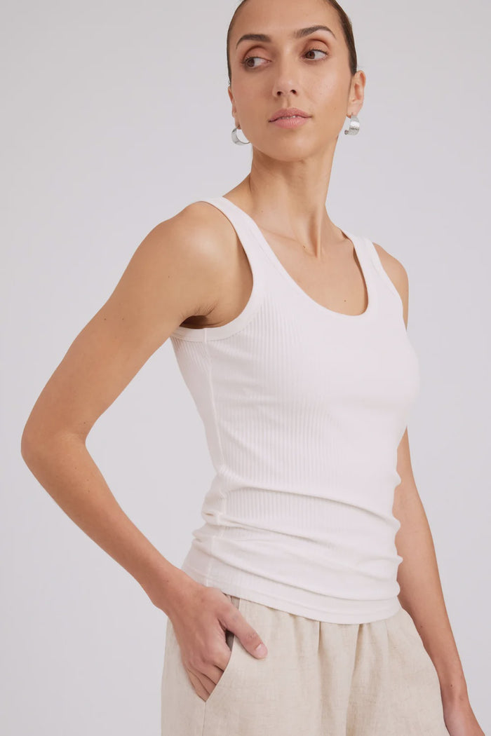 Studio Ribbed Tank White