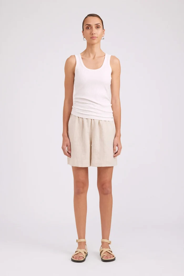 Studio Ribbed Tank White